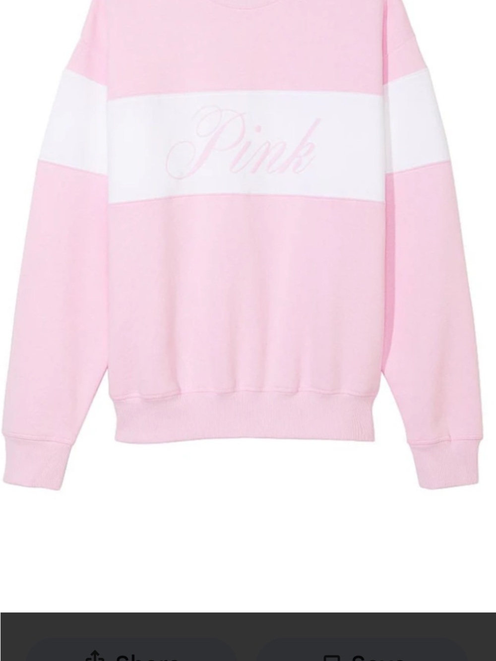 PINK Victoria's Secret Pastel Pink & White Stripe Crew Sweatshirt